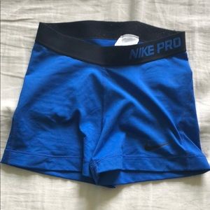 Blue Nike Pro Spandex Shorts